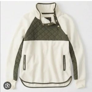 Women's Quilted Pullover Sweater - White and Olive